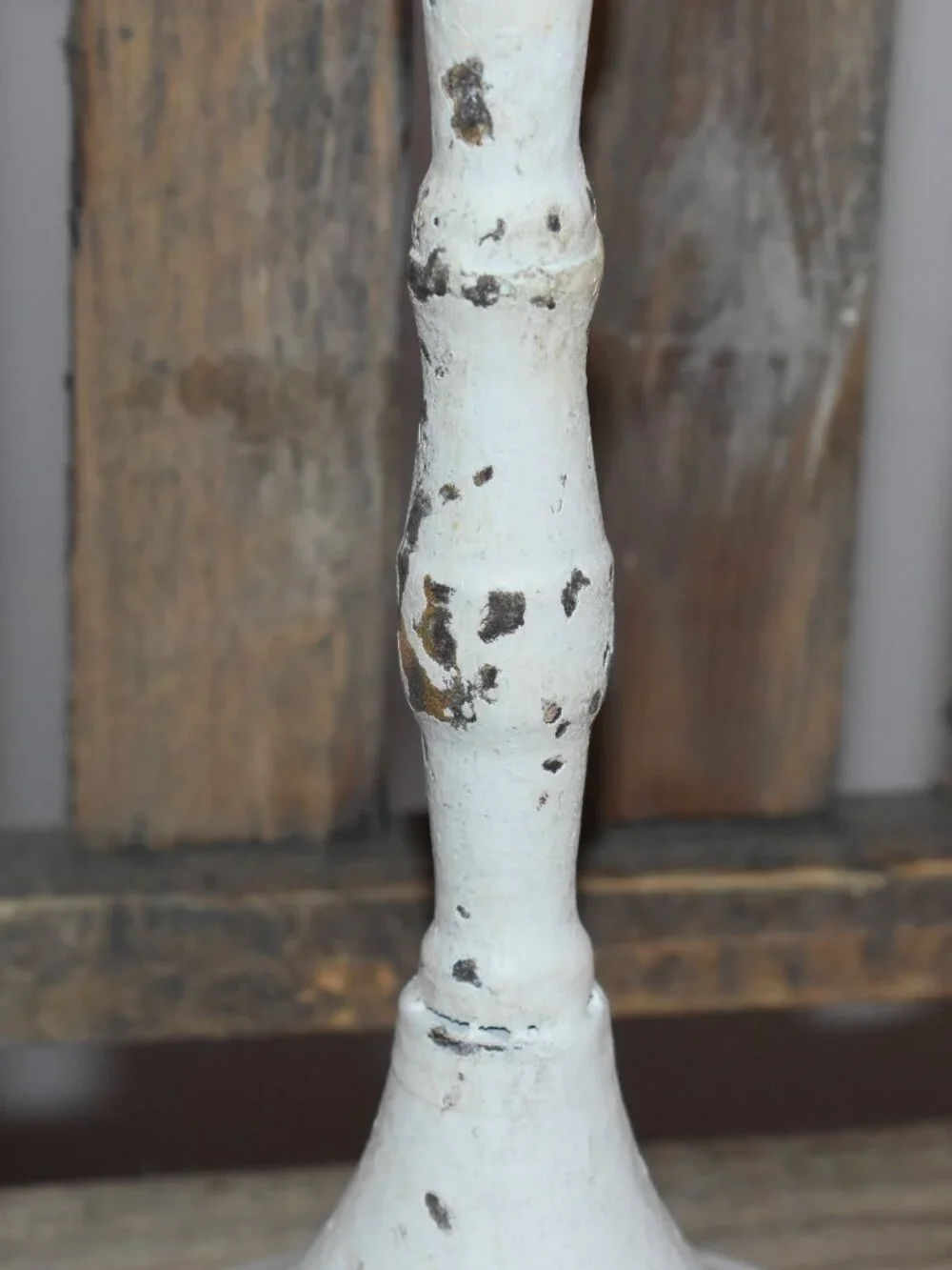 Vintage Shabby Chic Distressed White Iron Metal Candle Holder Farmhouse Decor